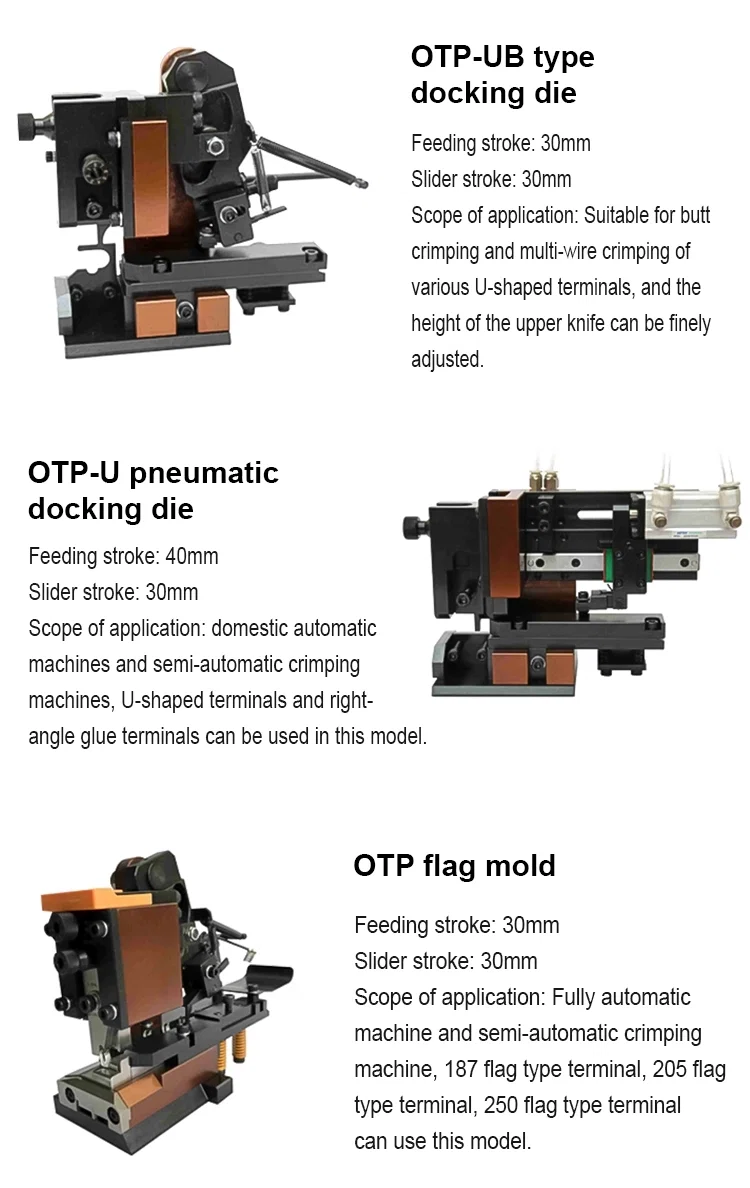 Ultra geniş özel terminaller sıkma aplikatörü OTP terminal kalıbı için pnömatik süper tel enine kalıp